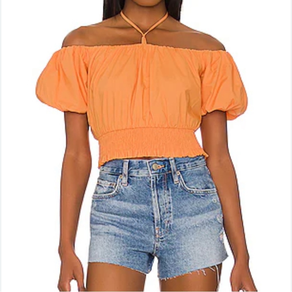Astr Orange Off-Shoulder Crop Top